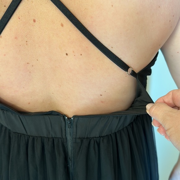 Black tulle spaghetti strap maxi dress nwot XL - Picture 5 of 9